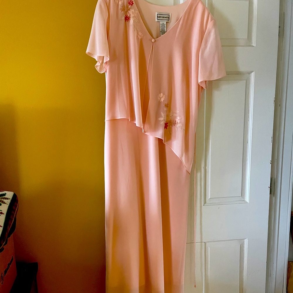 Long chiffon peach dress